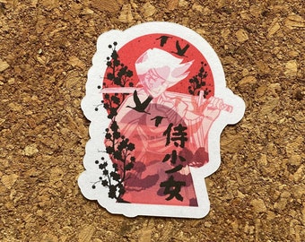 Red samurai sticker Ghost samurai sticker Cherry blossom sticker japanese crane sticker Red enso circle Sticker - Matte Finish