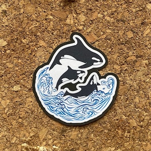Orca Wal Aufkleber Orca Familie Kunstwerk Wal Aufkleber Schwertwal Aufkleber Orcinus Orca Aufkleber Digitaler Aufkleber - Mattes Finish