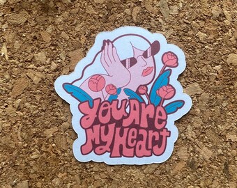Jij bent mijn hart sticker liefdessticker meisje met zonnebril sticker Valentijnsdag sticker zelfliefde sticker vrouwen empowerment sticker