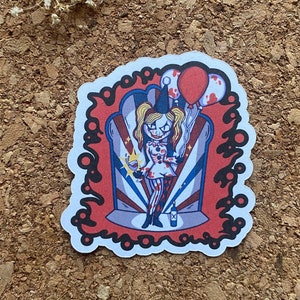 Adesivo de palhaço louco de Halloween - Acabamento fosco