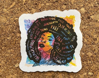 Adesivo Afro Girl Juneteenth: adesivo opaco Black Pride
