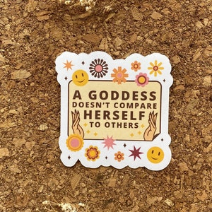 A Goddessüsses vergleicht sich nicht mit anderen Aufkleber Retro Vintage Aufkleber 80s Style Aufkleber Smiley Retro Blume - Matte Finish