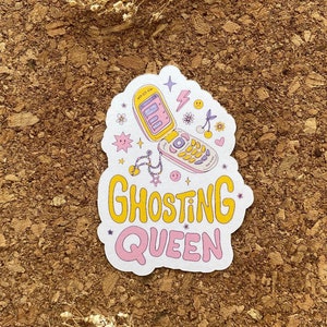 Adesivo Ghosting Queen Adesivo retrò per cellulare Adesivo divertente e sarcastico Adesivo anti San Valentino Adesivo color pastello - Finitura opaca