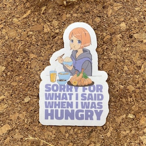 Tut mir leid, was ich gesagt habe, als ich hungrig war Sticker Anime Girl isst etwas Japanisches Essen Aufkleber Kawaii Sticker Manga Girl - Mattes Finish