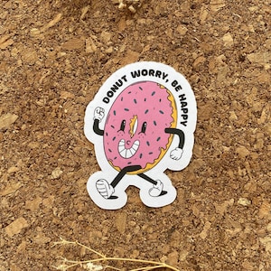 Donut Worry Be Happy Aufkleber Donut-Aufkleber-Set Glückliches Gesichtsaufkleber Cartoon Food-Aufkleber Lustiger Aufkleber - Mattes Finish