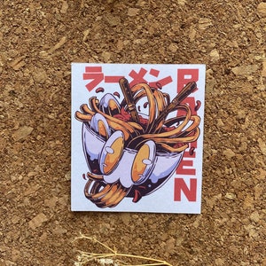 Cartoon Ramen Noodle Monster Sticker - Matte Finish