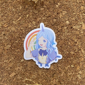 Anime Girl Unicorn Sticker: Kawaii Manga Maid - Matte Finish