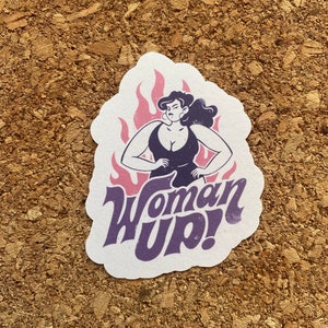 Sticker femme up sticker féministe sticker autonomisation des femmes sticker positivité corporelle sticker amour de soi sticker couleur rétro ambiance rétro années 80