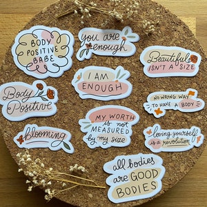 Body Positivity Aufkleber Ich bin genug Aufkleber Du bist genug Aufkleber - Set mit 10 Aufklebern - Matte Oberfläche