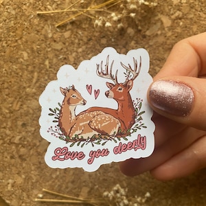 Liebe dein Deerly Aufkleber Süßer Deer-Aufkleber Deer-Liebhaber-Aufkleber Süßer Pastellfarben-Aufkleber Farbstrich-Aufkleber - Mattes Finish