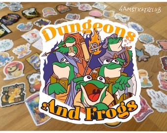 Dungeons and frogs D20 roll dice sticker dnd sticker artwork roll playing sticker fantasy game sticker tabletop game sticker magical sticker