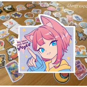 Você acabou de ser pego adesivo kawaii neko menina adesivo ensina-me senpai adesivo gato anime menina arte mangá anime amante decalque