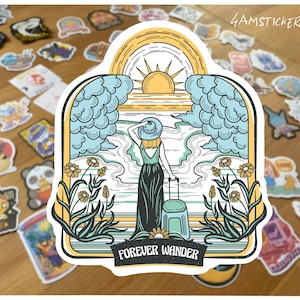 Forever wandern Grafik Aufkleber finden Ihre innere Ruhe und Liebe Illustration abstrakte und minimalistische Liebe Aufkleber Grafik