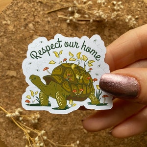 Respect our Home Sticker Rettet die Erde Sticker Tag der Erde Sticker Rettet den Planeten Aufkleber Retro Sticker Pastellfarbener Sticker - Mattes Finish