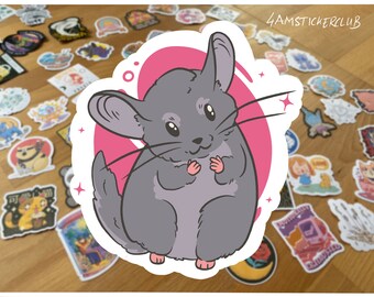 Grey chinchilla pet sticker kawaii pet sticker vaporwave art sticker vapor wave artwork manga style sticker aesthetic sticker art