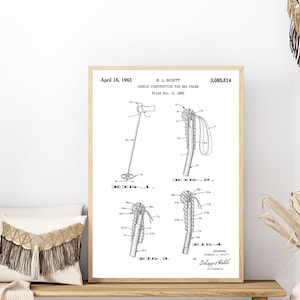 Ski Pole Handle Blueprint Art: Vintage Patent Print