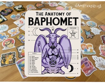 Baphomets anatomi klistermärke - Gotisk ockult konst