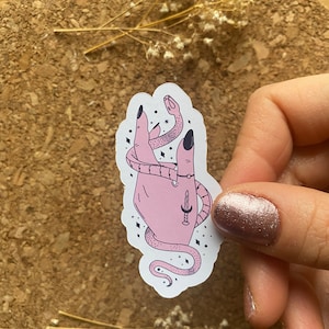 Sticker ésotérique main Sticker serpent et poignard en cristal ésotérique Sticker couleur rétro Sticker trait de couleur Sticker couleur pastel - Finition mate