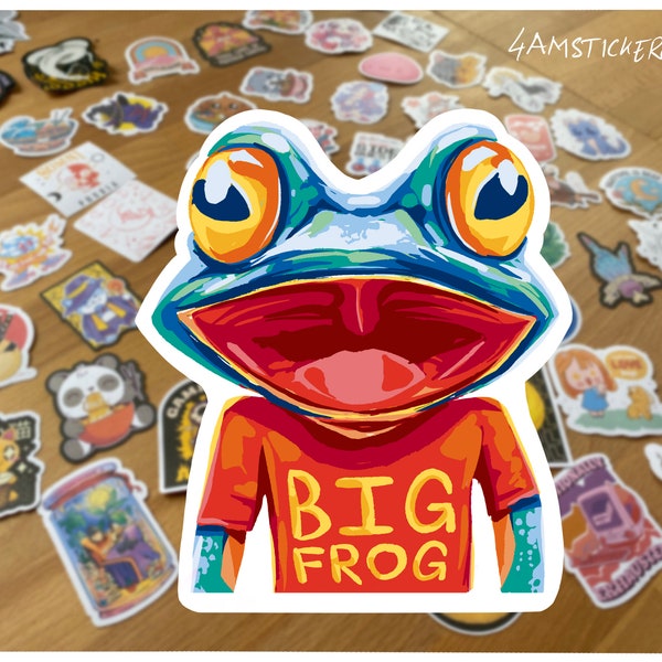 Big blue frog sticker watercolor sticker artwork cartoon frog art sticker animal sticker nature amphibian sticker