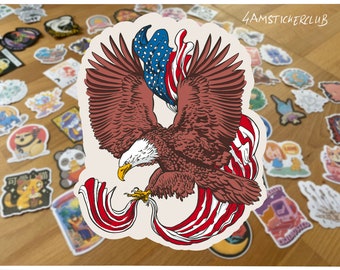 thumbnail image 2 of Small Pair American Bald Eagle & USA Flag Vinyl Car Stickers - Iconic Art Factory 2 of 6