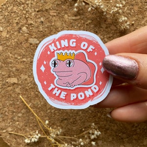 King of the Pond Frog Sticker: Retro Comic Matte Finish