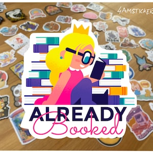 Bereits gebucht Sticker Kindle Buch Kunstwerk Bücherwurm Geschenk I Love Reading Sticker Bücherwurm Illustration Bücherwurm Geschenk