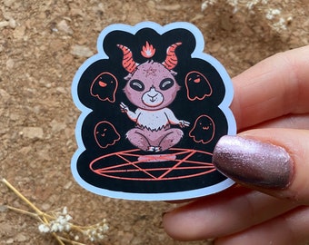 Cute Satanic Baphomet Sticker Pagan Sticker Witchcraft Sticker Satanic Sticker Baphomet Sticker Dark Goth Sticker - Matte Finish