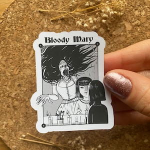 Bloody Mary-sticker Urban Legends-sticker Horror Story-sticker zwart-witsticker griezelige sticker enge sticker - matte afwerking
