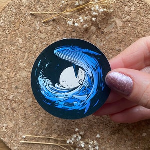 Künstlerischer Blauwal-Aufkleber Esoterik-Wal-Aufkleber Spiritueller Wal-Aufkleber Künstlerischer Aufkleber-Ozeanliebhaber-Aufkleber-Ozean-Tieraufkleber - mattes Finish