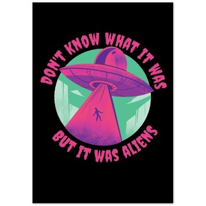 Retro Alien Abduction Poster: Funny UFO Art Print