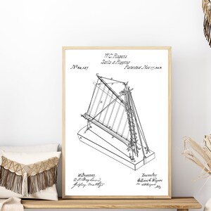 Vintage Sailing Boat Blueprint Art: Yacht Patent Print