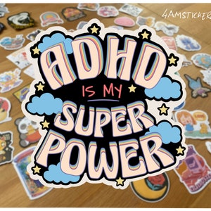 ADHD is my superpower sticker Aufmerksamkeits-Defizit-Hyperaktivitäts-Störung Aufkleber Bewusstsein Aufkleber niedlicher kleiner Aufkleber Angst Aufkleber