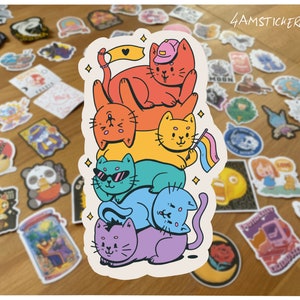 LGBTQ cat tower sticker queer sticker bi sticker transgender sticker love pride equality sticker solidarity sticker  supportive sticker art
