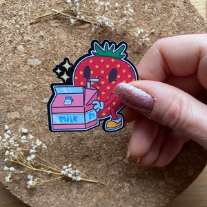 Kawaii Erdbeermilch Aufkleber Kawaii Erdbeermilch Aufkleber Kawaii Sticker Erdbeermilch Aufkleber - Matte Finish