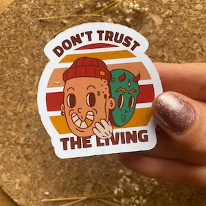 Dont trust the Living Sticker Retro Color Sticker Retro Cartoon Sticker Two Face Sticker Devil Mask Sticker Retro Sunset - Matte Finish