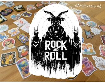 Rock And Roll Goat Sticker Occult Heavy Metal Vinyl Decal Dark Gothic Waterproof Sticker For Laptop Guitar Case Music Lovers