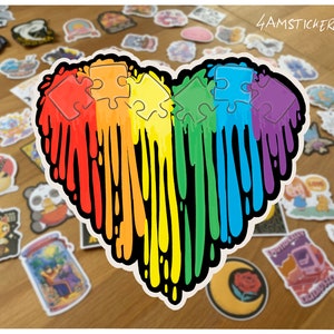 Diffondi amore e consapevolezza con il nostro adesivo a forma di cuore arcobaleno per l'autismo adesivo per la consapevolezza dell'autismo adesivo a forma di cuore arcobaleno pezzo di puzzle adesivo per l'autismo