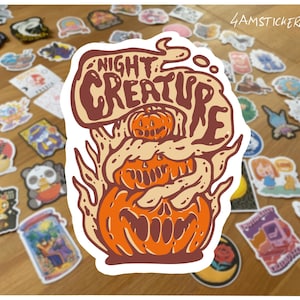 Spooky Pumpkin Monster Sticker: Gothic Halloween Decor