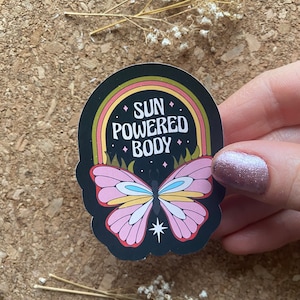 Sticker solaire Sticker Body Positivity Sticker papillon arc-en-ciel Sticker thème années 80 Sticker rétro vintage - Finition mate