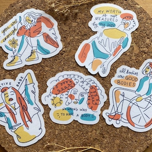 Body Positivity Sticker Set Selbstliebe Sticker All Bodies are good Bodies Sticker Frauen Empowerment Sticker Girl Power Sticker - Matte Finish