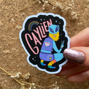Sticker gaylien Sticker extraterrestre drôle Sticker LGBTQ Sticker tous genres Sticker Stop Hate Sticker arc-en-ciel - Finition mate