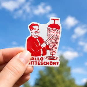 Döner Kebab Sticker: Turkish Food Illustration, Funny German Slang - Hallo Bitteschön Sticker Art
