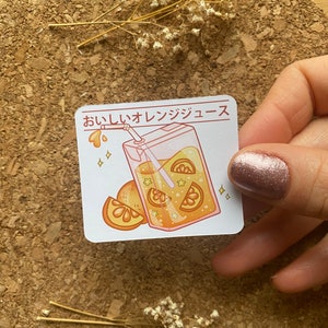 Kawaii Orangensaft Aufkleber Kawaii Essen Aufkleber Süßer Anime Essen Aufkleber Dampfwelle Aufkleber Ästhetischer Aufkleber - Matte Oberfläche