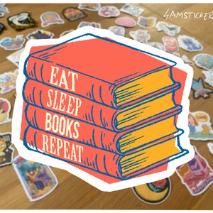 Eat Sleep Books Repeat Sticker: Book Lover Vinyl Decal