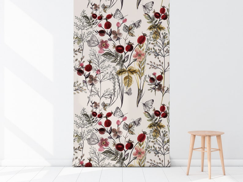 Paint Floral Peel and Stick Wallpaper Wall Decor Home Decor Wall Prints Wall Hanging image 7