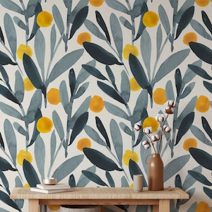 Paintet Orange |  Scandinavian Wallpaper |  Peel and Stick Wallpaper