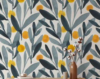 Paintet Orange |  Scandinavian Wallpaper |  Peel and Stick Wallpaper