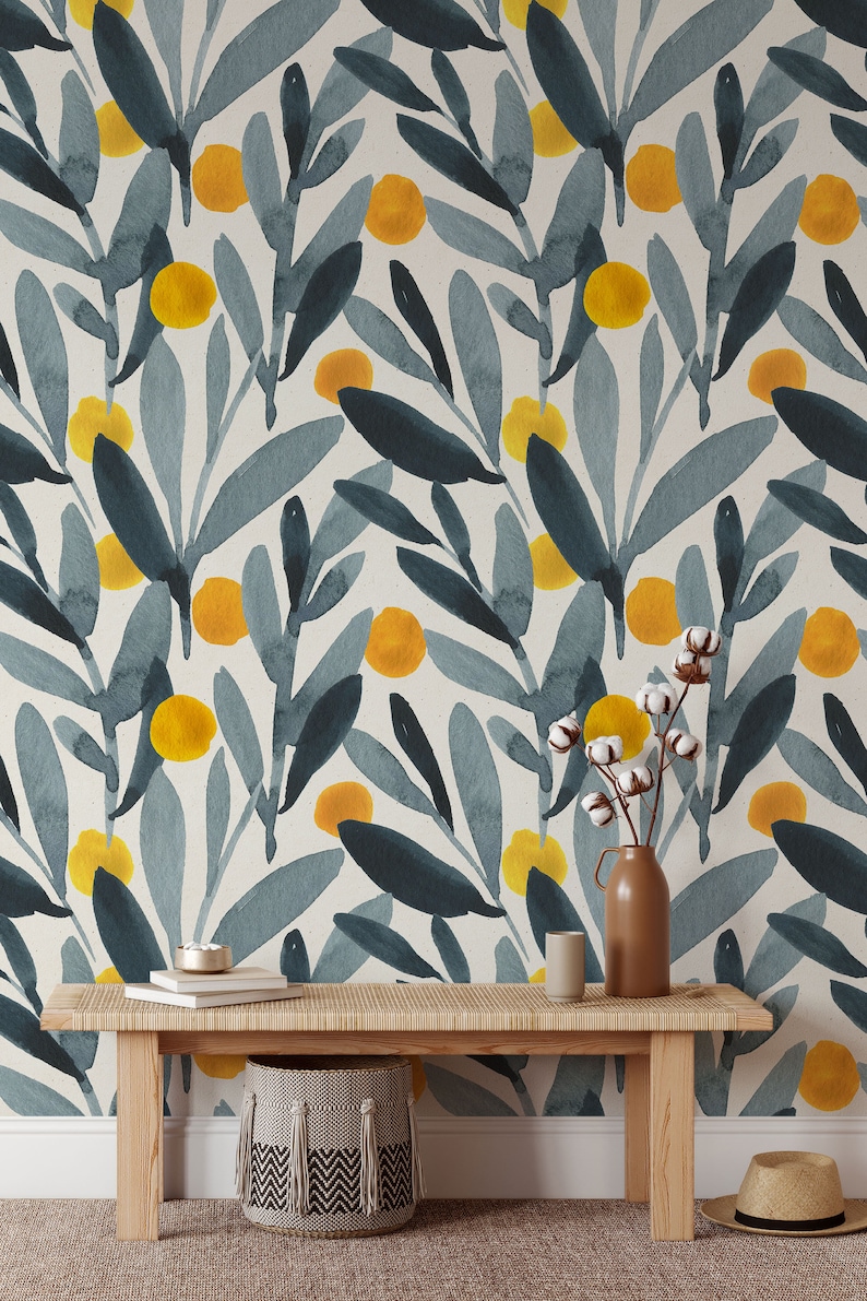 Paintet Orange Scandinavian Wallpaper Peel and Stick Wallpaper image 1