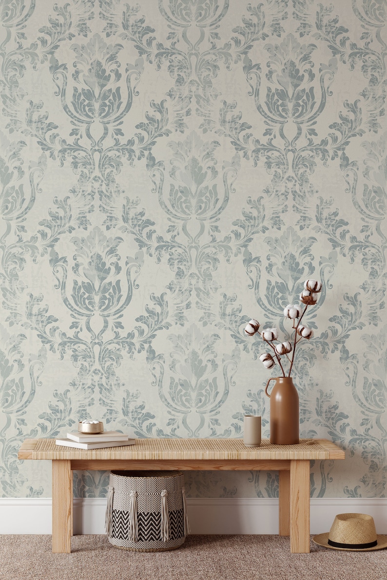 Vintage Damask Peel and Stick Wallpaper Removable Etsy