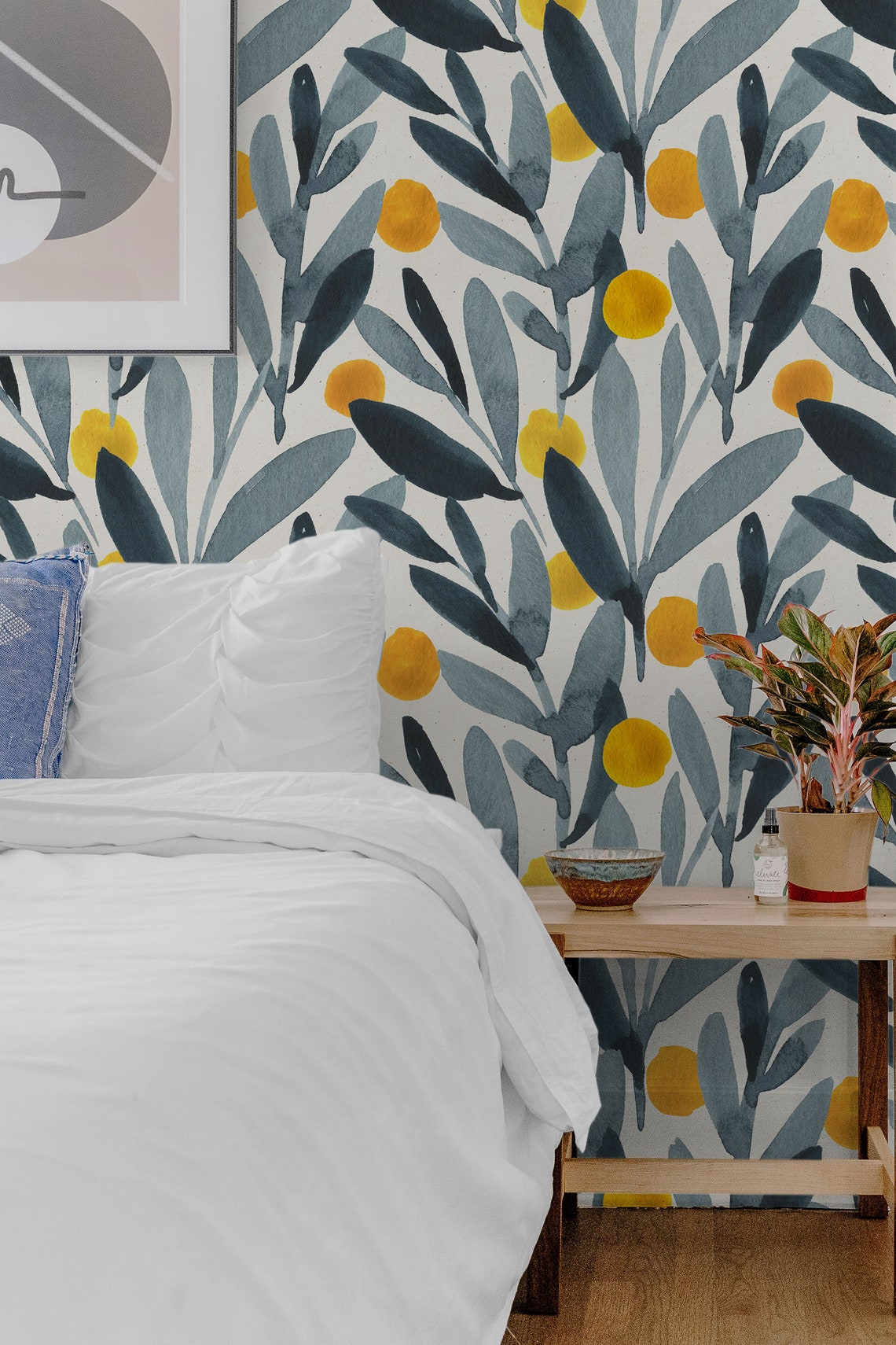 Paintet Orange Removable Wallpaper Scandinavian Wallpaper Etsy